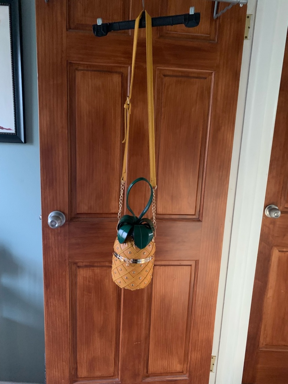 Yellow Pineapple Crossbody Bag with Green Top